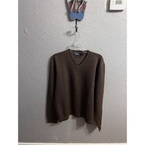 Polo Ralph Lauren Men's XL Brown Sweater Wool Vintage V Neck Long Sleeve
